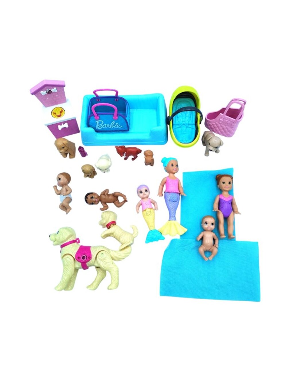 Barbie Pet Accessory Mixed Lot Mermaid Dolls Babies Dogs Furniture Stroller - Picture 8 of 9